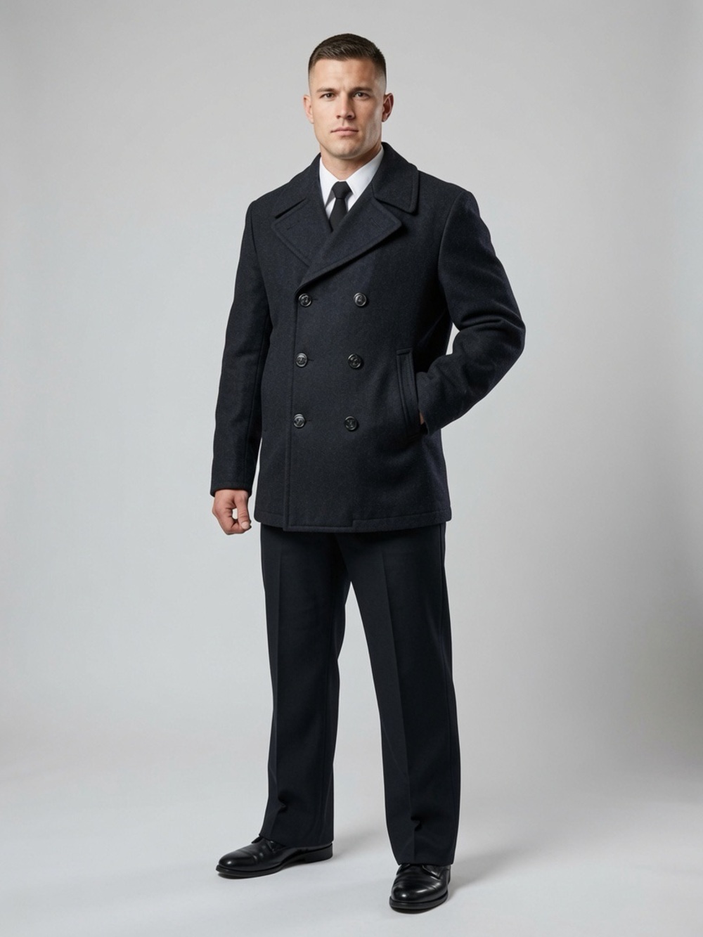 DSCP Quarterdeck US Navy Enlisted Black Wool Double Breasted Peacoat Men's M 40R